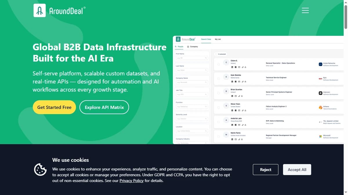 AroundDeal - Southeast Asian email data covering markets that no other database reaches with meaningful depth