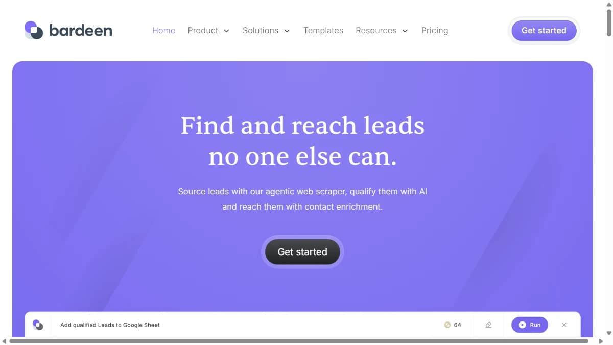 Bardeen homepage — AI browser automation tool for sales workflows in 2026