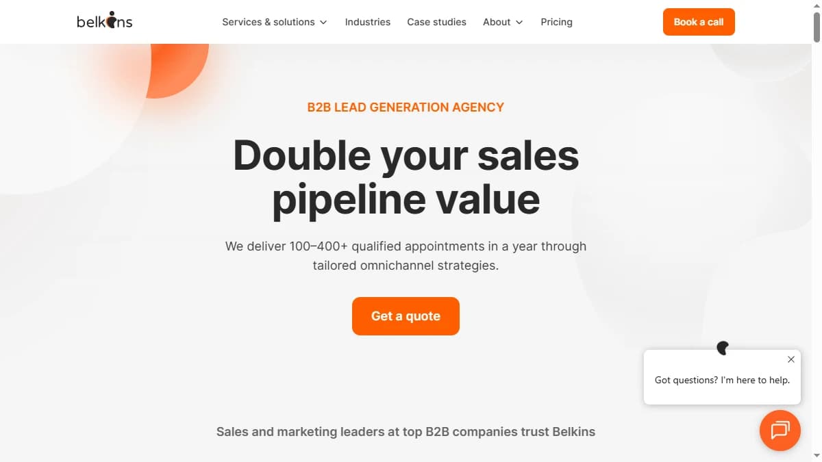 Belkins automated lead generation agency homepage -- B2B appointment setting with dedicated SDRs