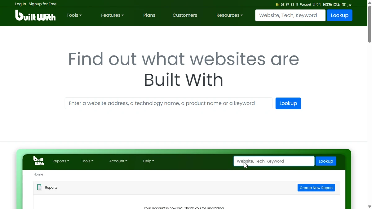 BuiltWith - Technology adoption signals that indicate tool-buying and hiring patterns