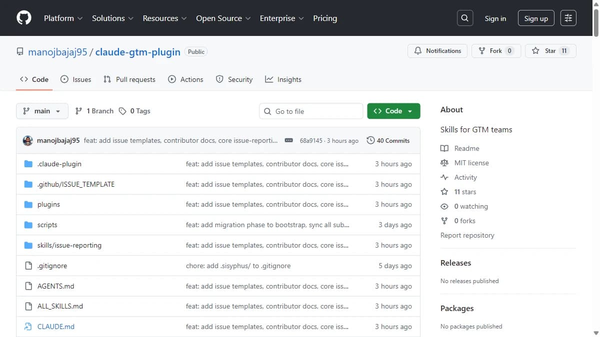 Claude GTM Plugin - Full-stack GTM teams that want one repo covering sales, marketing, and growth