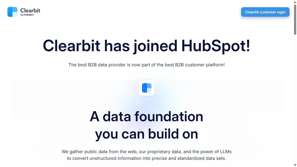Clearbit - HubSpot-native enrichment with real-time company and contact data