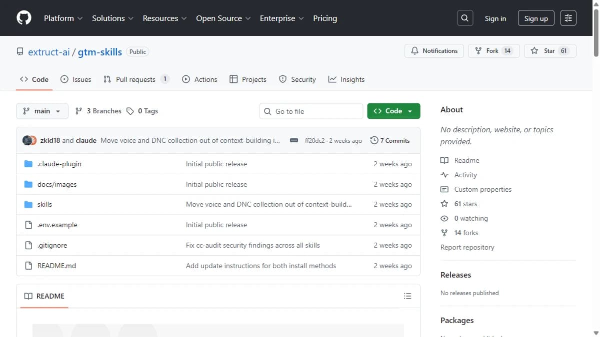 Extruct GTM Skills - GTM engineers who want end-to-end outbound campaigns running entirely in Claude Code