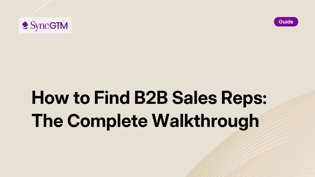 How to find and locate B2B sales reps — sourcing channels and evaluation guide by SyncGTM