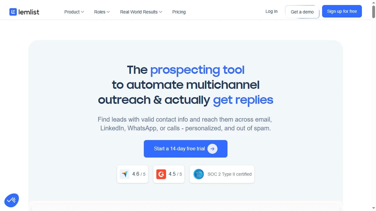Lemlist homepage showing personalized outreach with image and video personalization