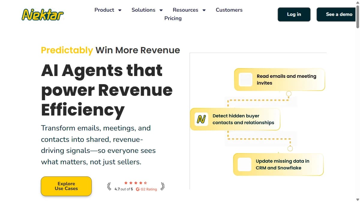 Nektar - Mid-market RevOps teams that need CRM data automation without enterprise complexity