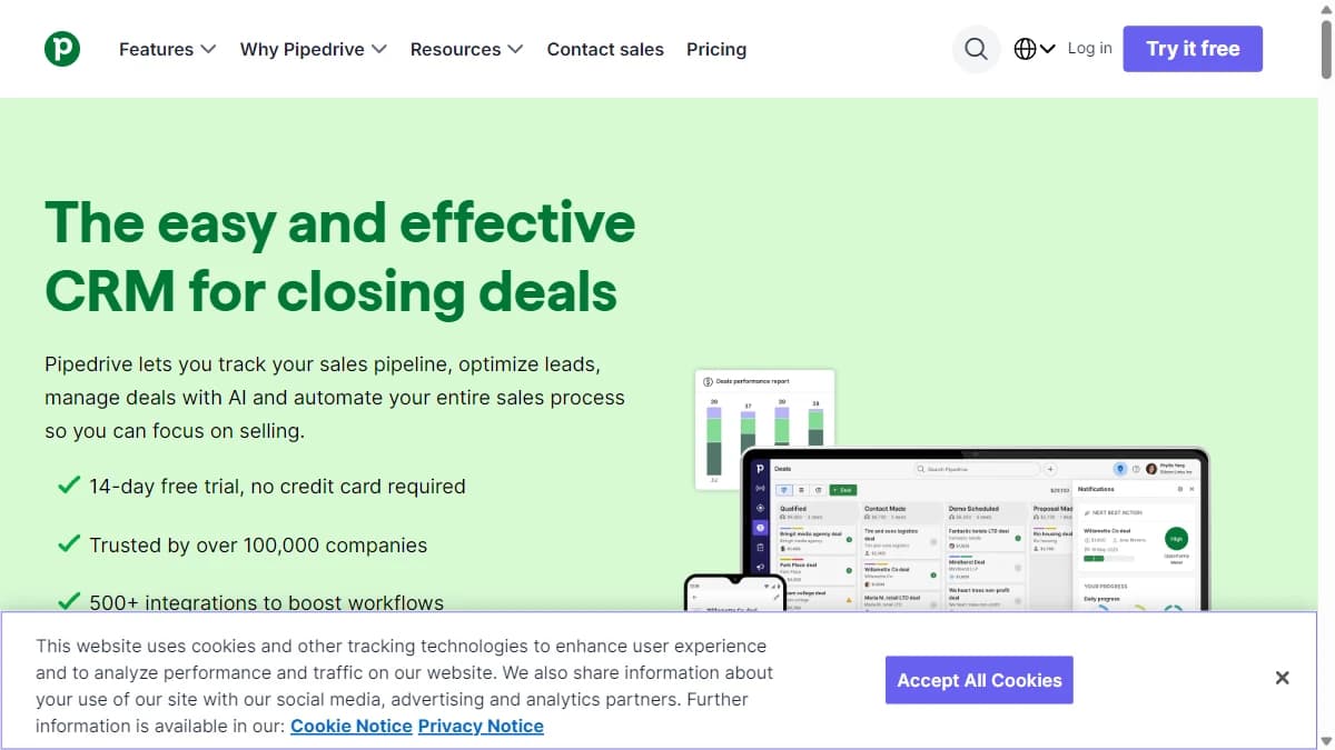 Pipedrive - Small sales teams that want a visual, easy-to-learn CRM with basic automation