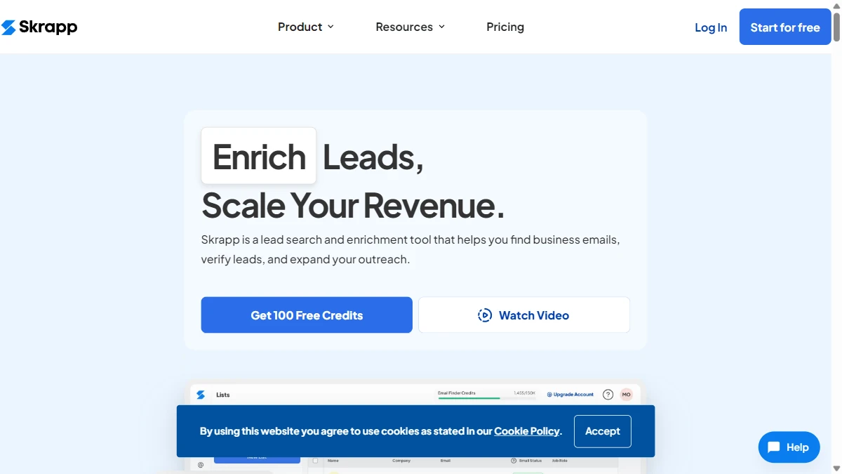Skrapp - High-volume email extraction from LinkedIn and company websites