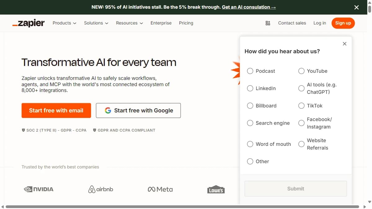 Zapier - No-code teams that need to connect GTM tools without engineering resources