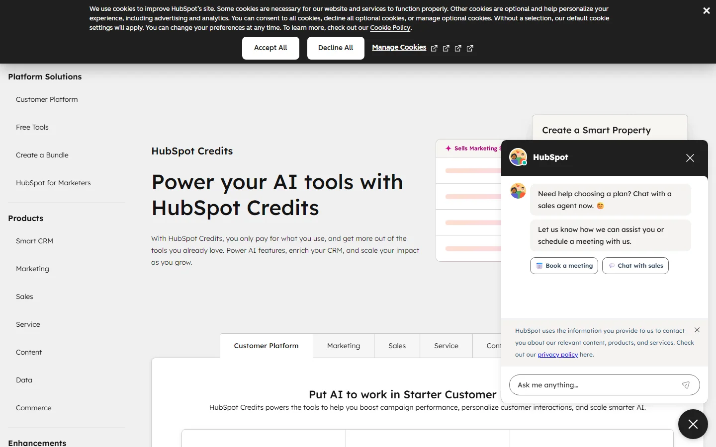 Clearbit Breeze Intelligence pricing page showing credit-based plan tiers for 2026