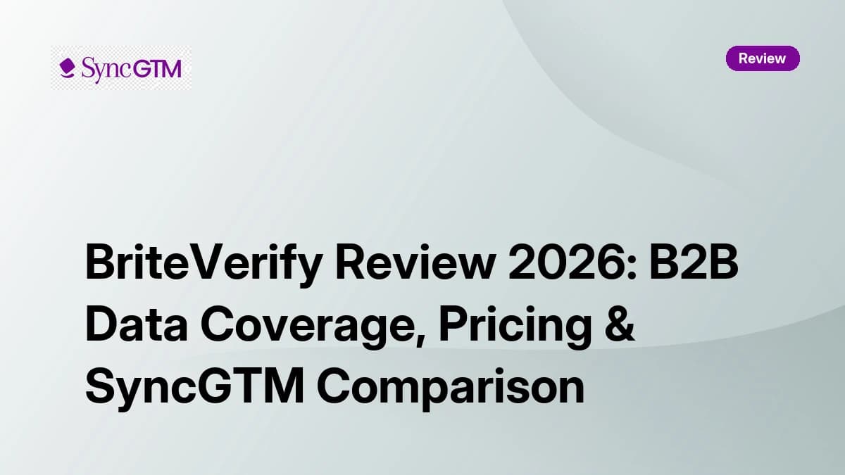 BriteVerify Review 2026: B2B Data Coverage, Pricing & SyncGTM Comparison