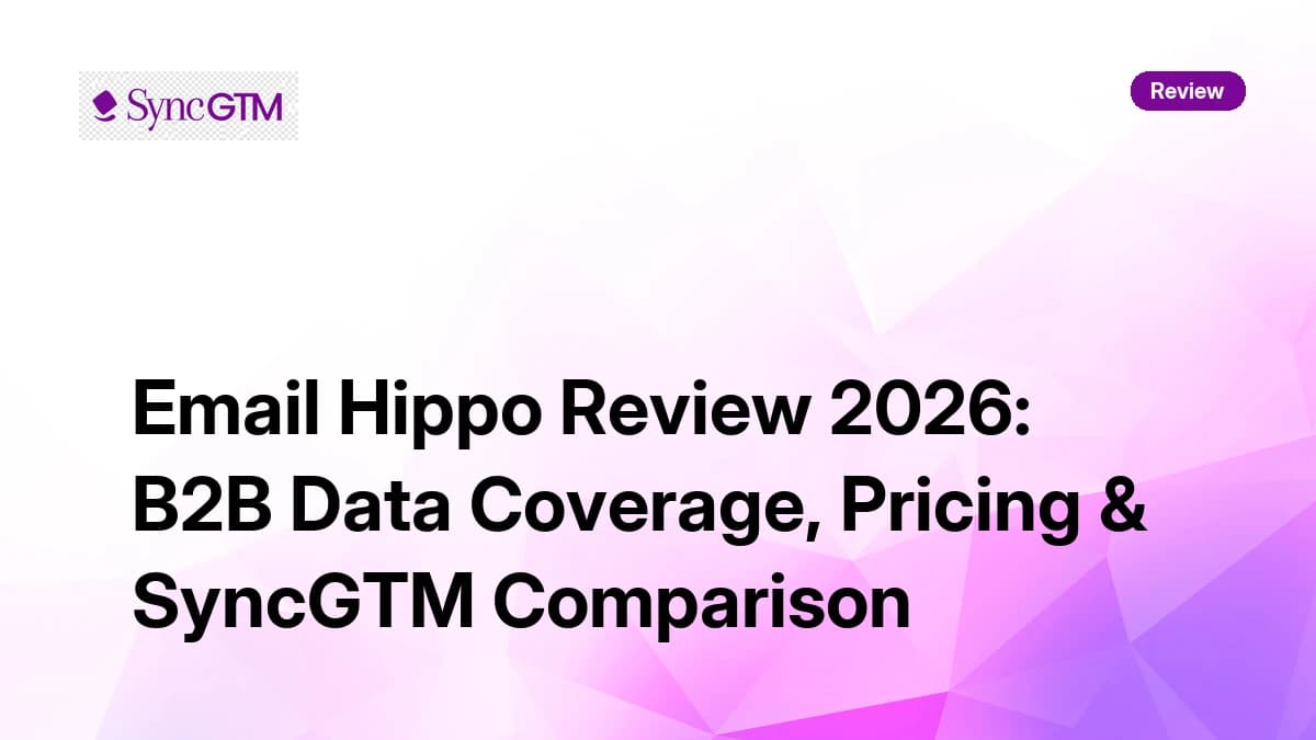 Email Hippo Review 2026: B2B Data Coverage, Pricing & SyncGTM Comparison